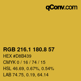 カラーコード: RGB 216.1 180.8 57 | qconv.com