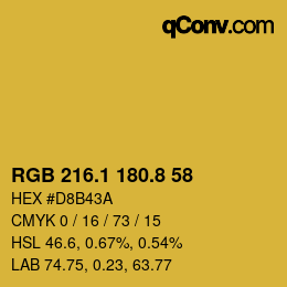 カラーコード: RGB 216.1 180.8 58 | qconv.com