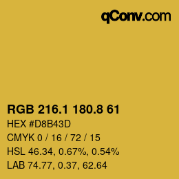 カラーコード: RGB 216.1 180.8 61 | qconv.com