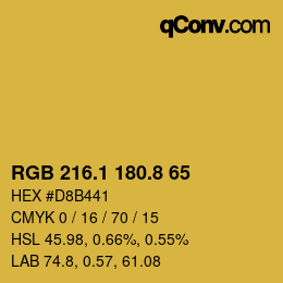 カラーコード: RGB 216.1 180.8 65 | qconv.com