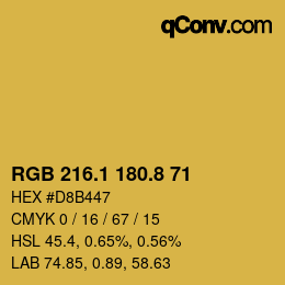 カラーコード: RGB 216.1 180.8 71 | qconv.com