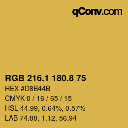 カラーコード: RGB 216.1 180.8 75 | qconv.com