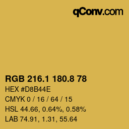 カラーコード: RGB 216.1 180.8 78 | qconv.com