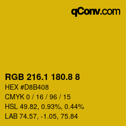 カラーコード: RGB 216.1 180.8 8 | qconv.com
