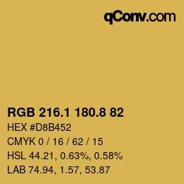 Color code: RGB 216.1 180.8 82 | qconv.com
