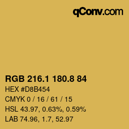 Color code: RGB 216.1 180.8 84 | qconv.com