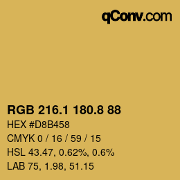 カラーコード: RGB 216.1 180.8 88 | qconv.com