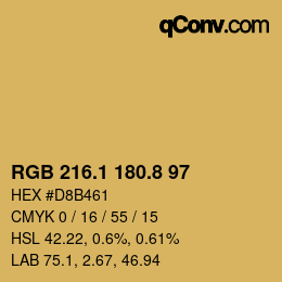 カラーコード: RGB 216.1 180.8 97 | qconv.com