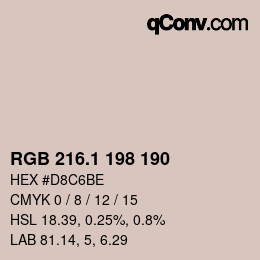 カラーコード: RGB 216.1 198 190 | qconv.com