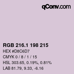 カラーコード: RGB 216.1 198 215 | qconv.com