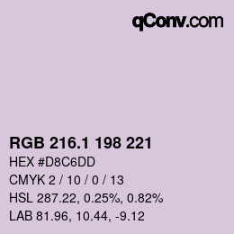 カラーコード: RGB 216.1 198 221 | qconv.com
