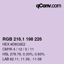 カラーコード: RGB 216.1 198 226 | qconv.com