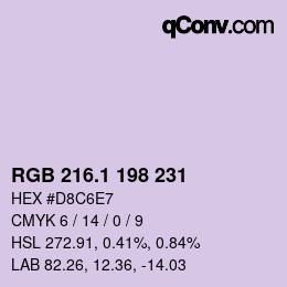 カラーコード: RGB 216.1 198 231 | qconv.com