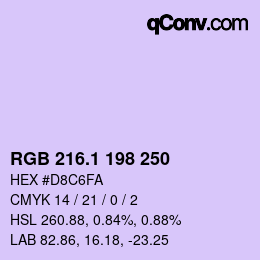 カラーコード: RGB 216.1 198 250 | qconv.com