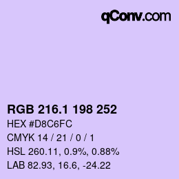 カラーコード: RGB 216.1 198 252 | qconv.com