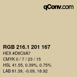 カラーコード: RGB 216.1 201 167 | qconv.com