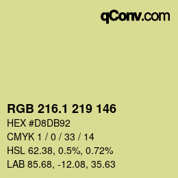 カラーコード: RGB 216.1 219 146 | qconv.com