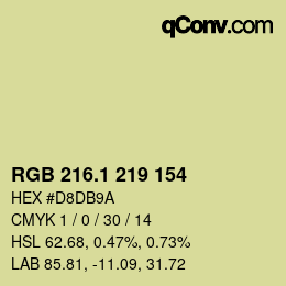 カラーコード: RGB 216.1 219 154 | qconv.com