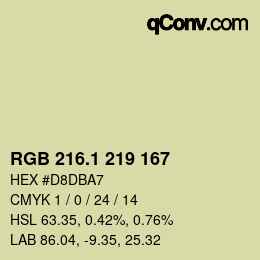 Color code: RGB 216.1 219 167 | qconv.com