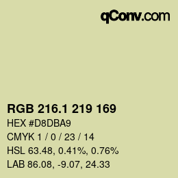 カラーコード: RGB 216.1 219 169 | qconv.com