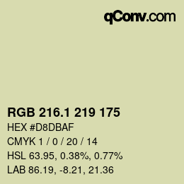 カラーコード: RGB 216.1 219 175 | qconv.com