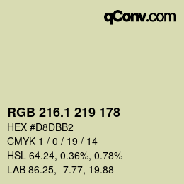カラーコード: RGB 216.1 219 178 | qconv.com