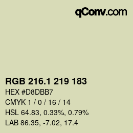 カラーコード: RGB 216.1 219 183 | qconv.com