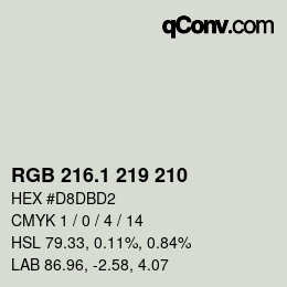 カラーコード: RGB 216.1 219 210 | qconv.com