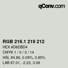 Color code: RGB 216.1 219 212 | qconv.com