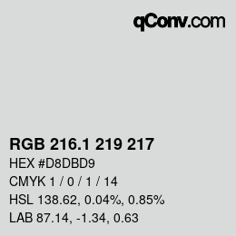 カラーコード: RGB 216.1 219 217 | qconv.com