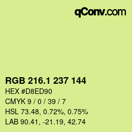 カラーコード: RGB 216.1 237 144 | qconv.com