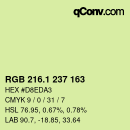 カラーコード: RGB 216.1 237 163 | qconv.com