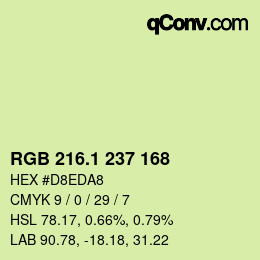 カラーコード: RGB 216.1 237 168 | qconv.com