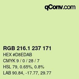 カラーコード: RGB 216.1 237 171 | qconv.com
