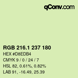 カラーコード: RGB 216.1 237 180 | qconv.com