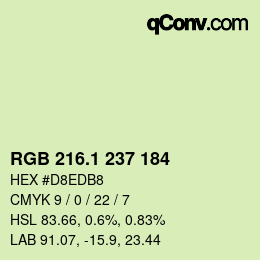 カラーコード: RGB 216.1 237 184 | qconv.com