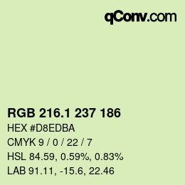 カラーコード: RGB 216.1 237 186 | qconv.com