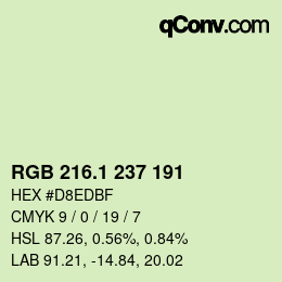 Color code: RGB 216.1 237 191 | qconv.com