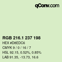 カラーコード: RGB 216.1 237 198 | qconv.com