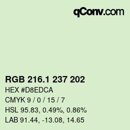 カラーコード: RGB 216.1 237 202 | qconv.com