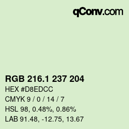 カラーコード: RGB 216.1 237 204 | qconv.com