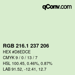 カラーコード: RGB 216.1 237 206 | qconv.com
