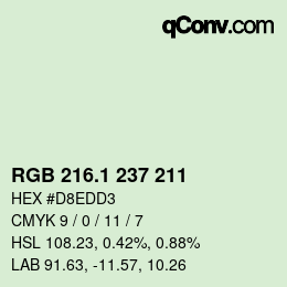 Color code: RGB 216.1 237 211 | qconv.com