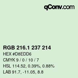 Color code: RGB 216.1 237 214 | qconv.com