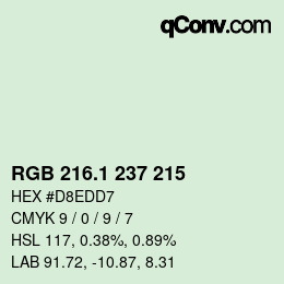 Farbcode: RGB 216.1 237 215 | qconv.com