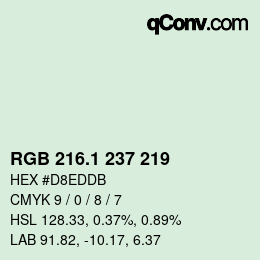 Color code: RGB 216.1 237 219 | qconv.com