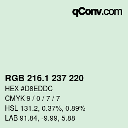 カラーコード: RGB 216.1 237 220 | qconv.com