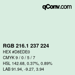 Color code: RGB 216.1 237 224 | qconv.com