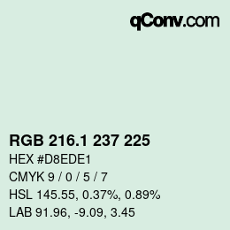 Color code: RGB 216.1 237 225 | qconv.com