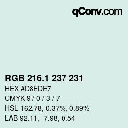 Color code: RGB 216.1 237 231 | qconv.com